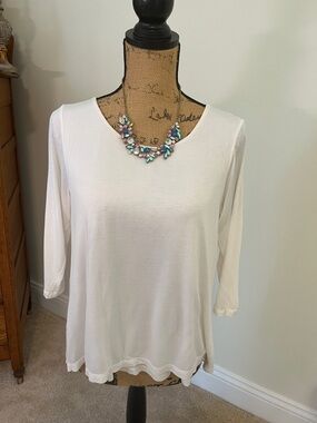 J. Jill White Scoop Neck Long Sleeve Top